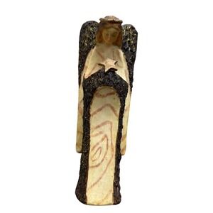 Rustic Angel Holding Star Figurine Tabletop Decor Glitzy Wings